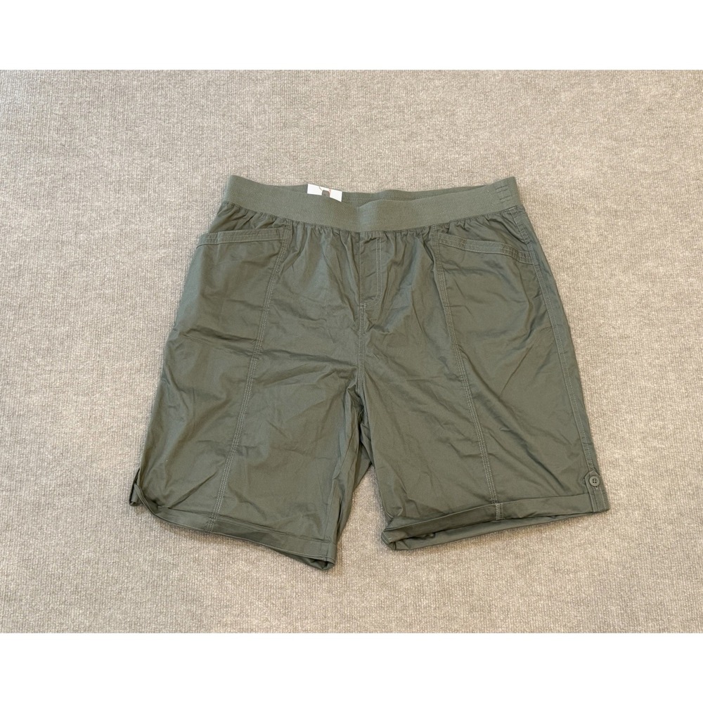 Briggs Womens Green Pull-On Shorts Elastic Waist Lightweight Fabric Size XL